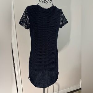 Banana Republic Navy dress, dramatic full exposed back zipper